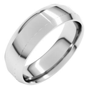 Platinum Lightweight Beveled-Edge Comfort-Fit Flat Wedding Band