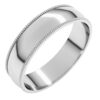 Platinum Milgrain Comfort-Fit Half Round Wedding Band