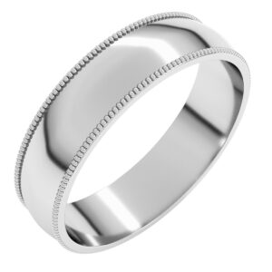 Platinum Milgrain Comfort-Fit Half Round Wedding Band