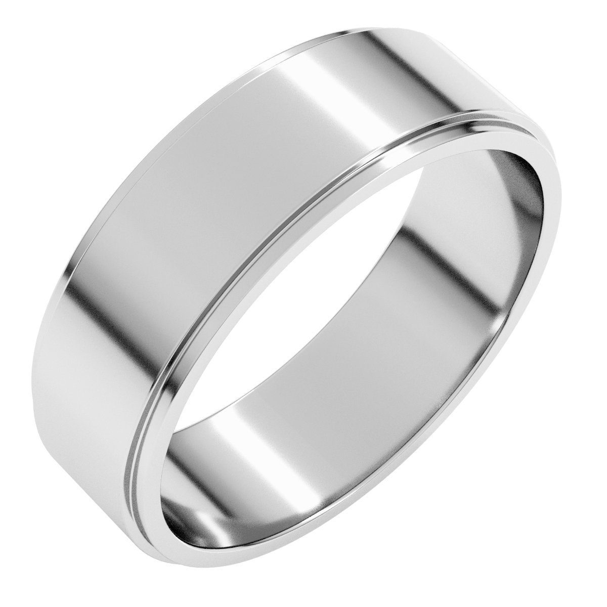 Platinum Stepped-Edge Flat Wedding Band