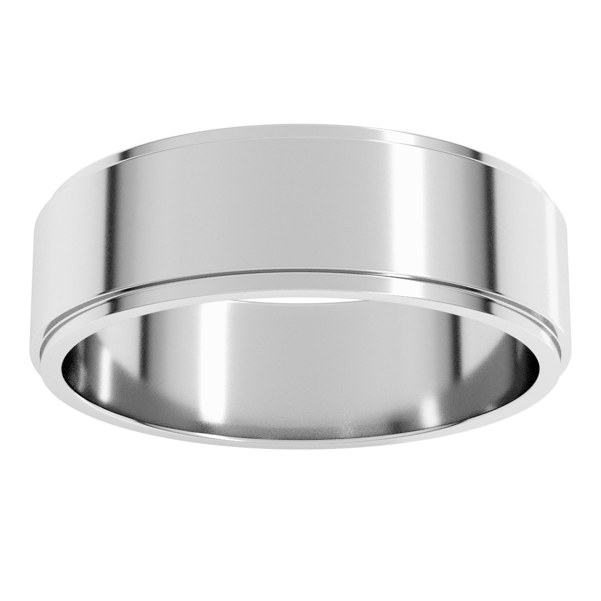 Platinum Stepped-Edge Flat Wedding Band