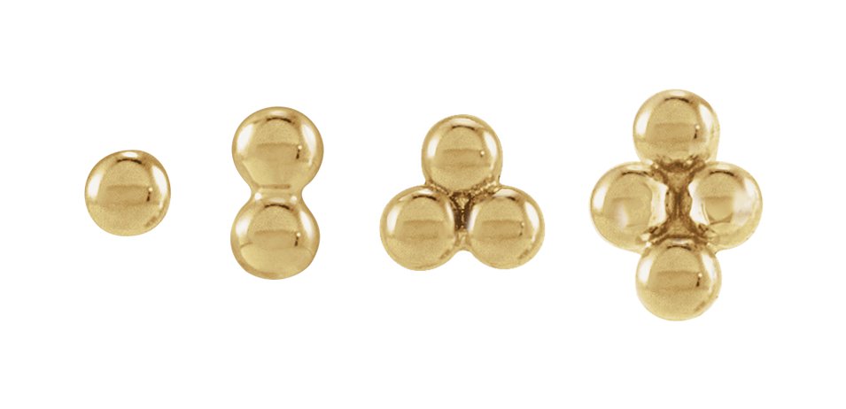 Platinum Three-Bead Stud Earrings