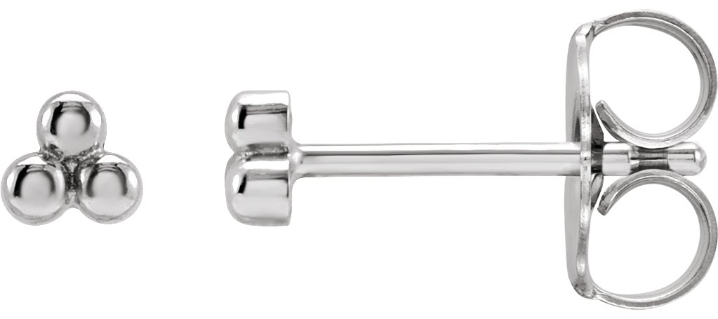 Platinum Three-Bead Stud Earrings