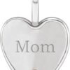 .02 ct. Natural Diamond "MOM" Heart Charm/Pendant – 14K White Gold / Sterling Silver