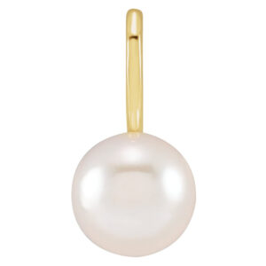 14K Gold Cultured White Akoya Pearl Solitaire Charm/Pendant, 6 mm