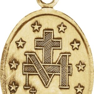 14K Gold Oval Miraculous Medal Pendant, 12 x 8 mm