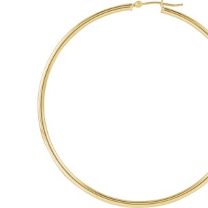 14K Gold Round Tube Hoop Earrings, Women's Earrings