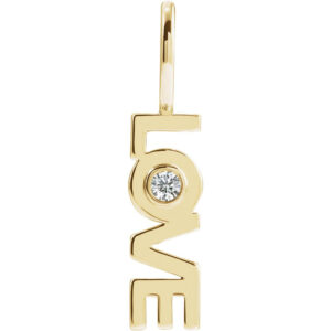 14K Yellow Gold .03 ct. Natural Diamond Love Charm/Pendant