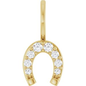 14K Yellow Gold 1/8 ctw Natural Diamond Horseshoe Charm/Pendant