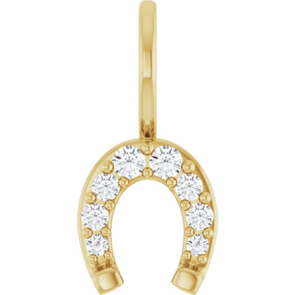 14K Yellow Gold 1/8 ctw Natural Diamond Horseshoe Charm/Pendant