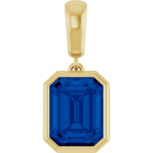 14K Yellow Gold 9x7 mm Lab-Grown Blue Sapphire Bezel-Set Charm/Pendant, $2,500-$5,000