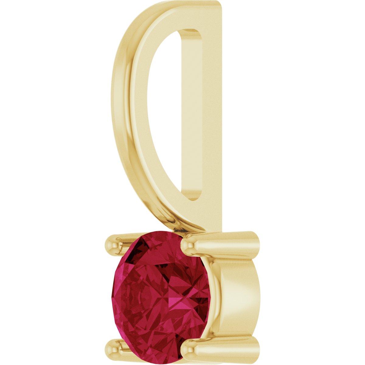 14K Yellow Gold Lab-Grown Ruby Solitaire Charm/Pendant, 4 mm