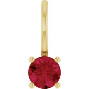 14K Yellow Gold Lab-Grown Ruby Solitaire Charm/Pendant, 4 mm