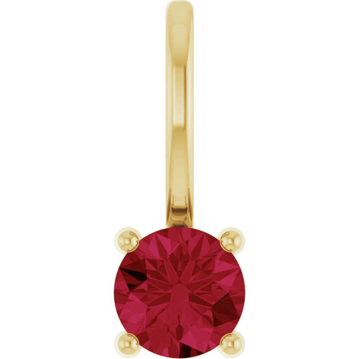 14K Yellow Gold Lab-Grown Ruby Solitaire Charm/Pendant, 4 mm