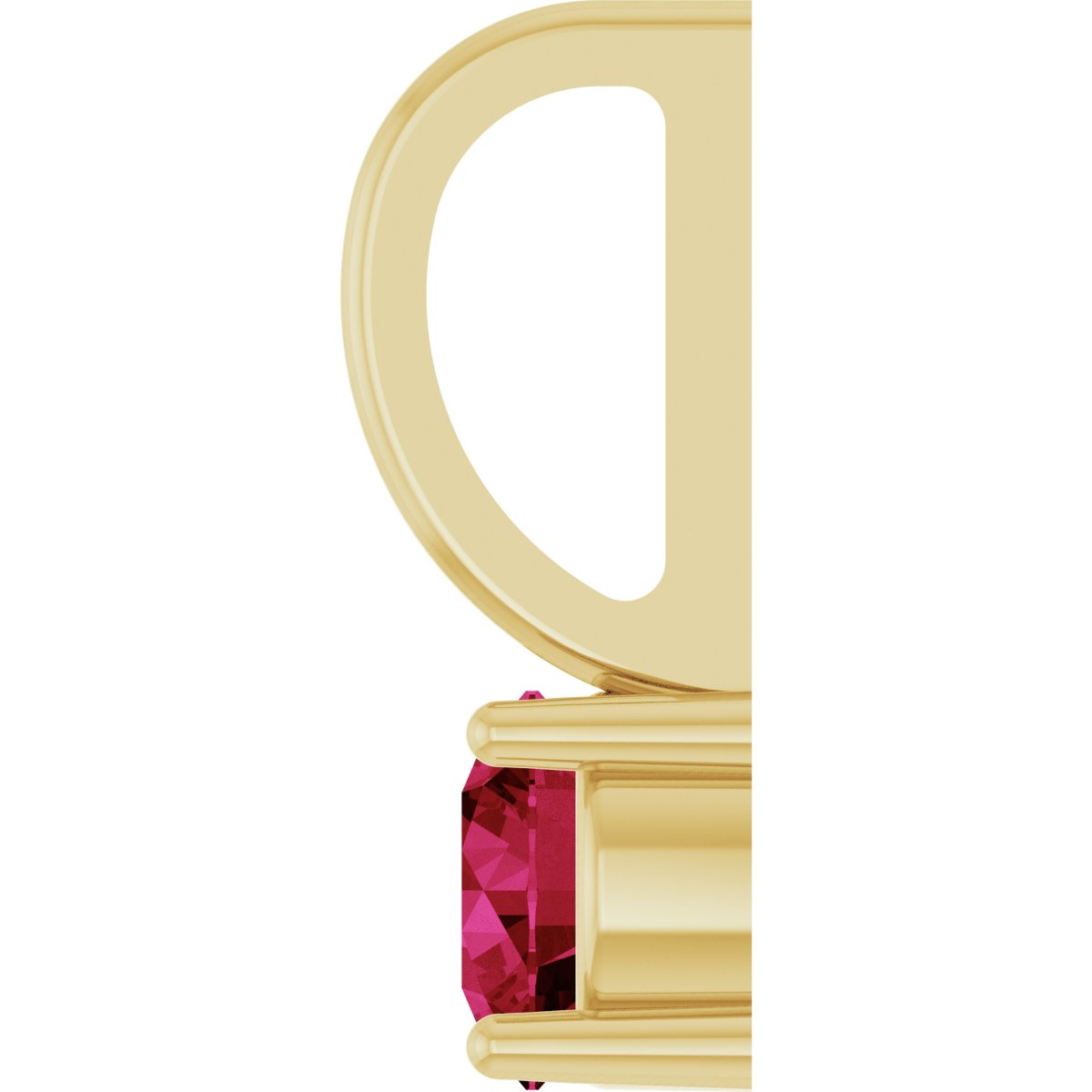 14K Yellow Gold Lab-Grown Ruby Solitaire Charm/Pendant, 4 mm