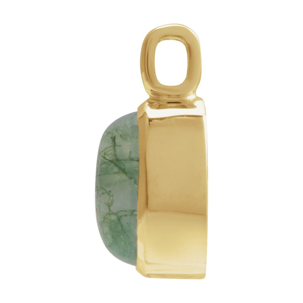 14K Yellow Gold Natural Moss Agate Bezel-Set Cabochon Charm/Pendant