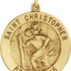 14K Yellow Gold St. Christopher Medal Pendant, 8 mm