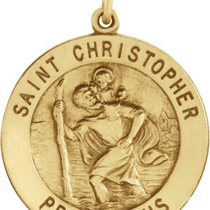 14K Yellow Gold St. Christopher Medal Pendant, 8 mm