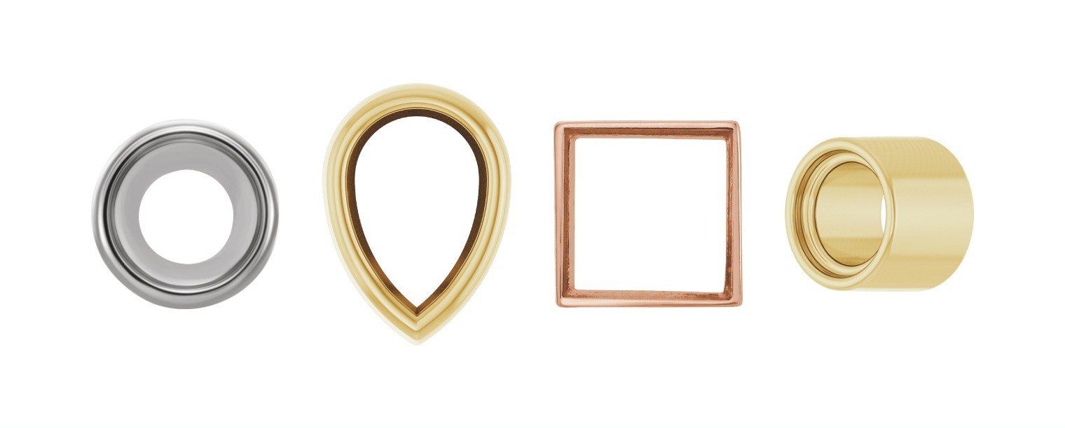 Empty gold bezel settings