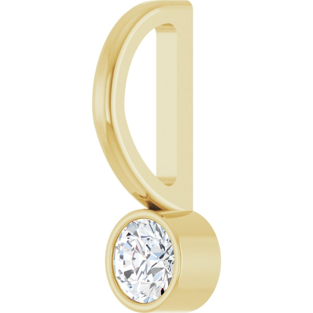 Bezel-Set Gemstone or Diamond Solitaire Charm/Pendant, 3 mm
