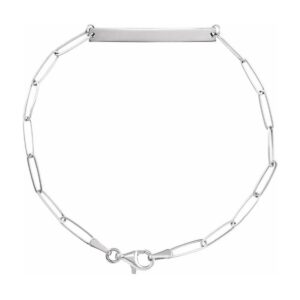 Personalized Sterling Silver Bar Bracelet, Engraved Name or Date up to 20 Characters, 7 in