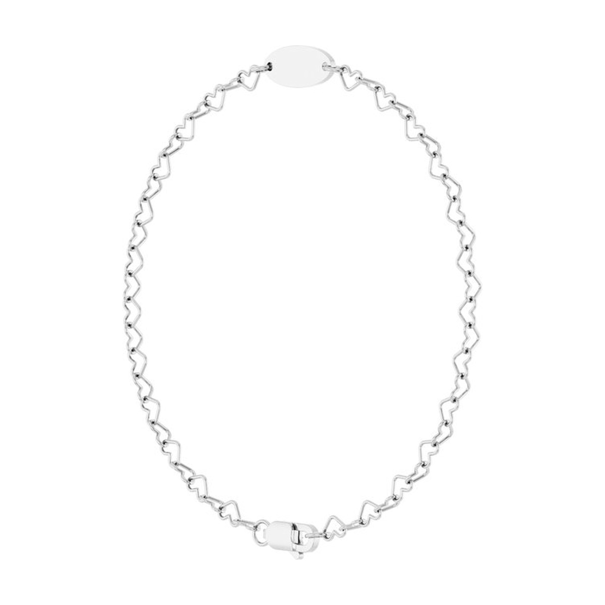Personalized Sterling Silver Heart Link Bracelet, Engraved Name or Date up to 10 Characters, 7 in