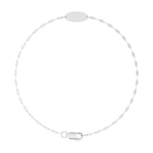 Personalized Sterling Silver Keyhole Link Bracelet, Engraved Name or Date up to 6 Characters, 7 in