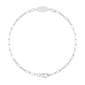 Personalized Sterling Silver Oval Bracelet, Engraved Initials up to 3 Characters, 7 in