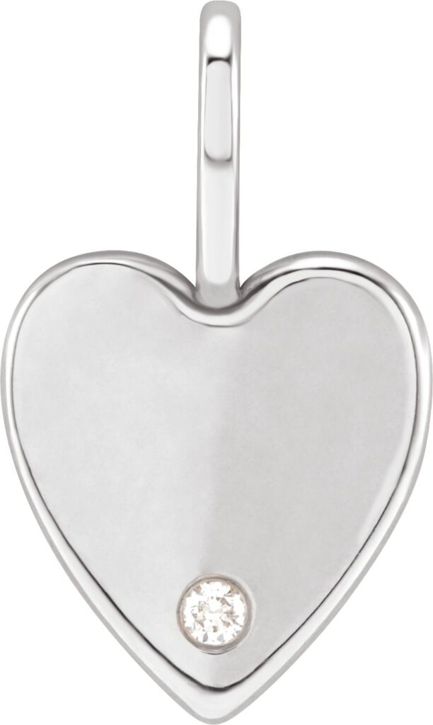 Sterling Silver .02 ct. Natural Diamond Heart Charm/Pendant